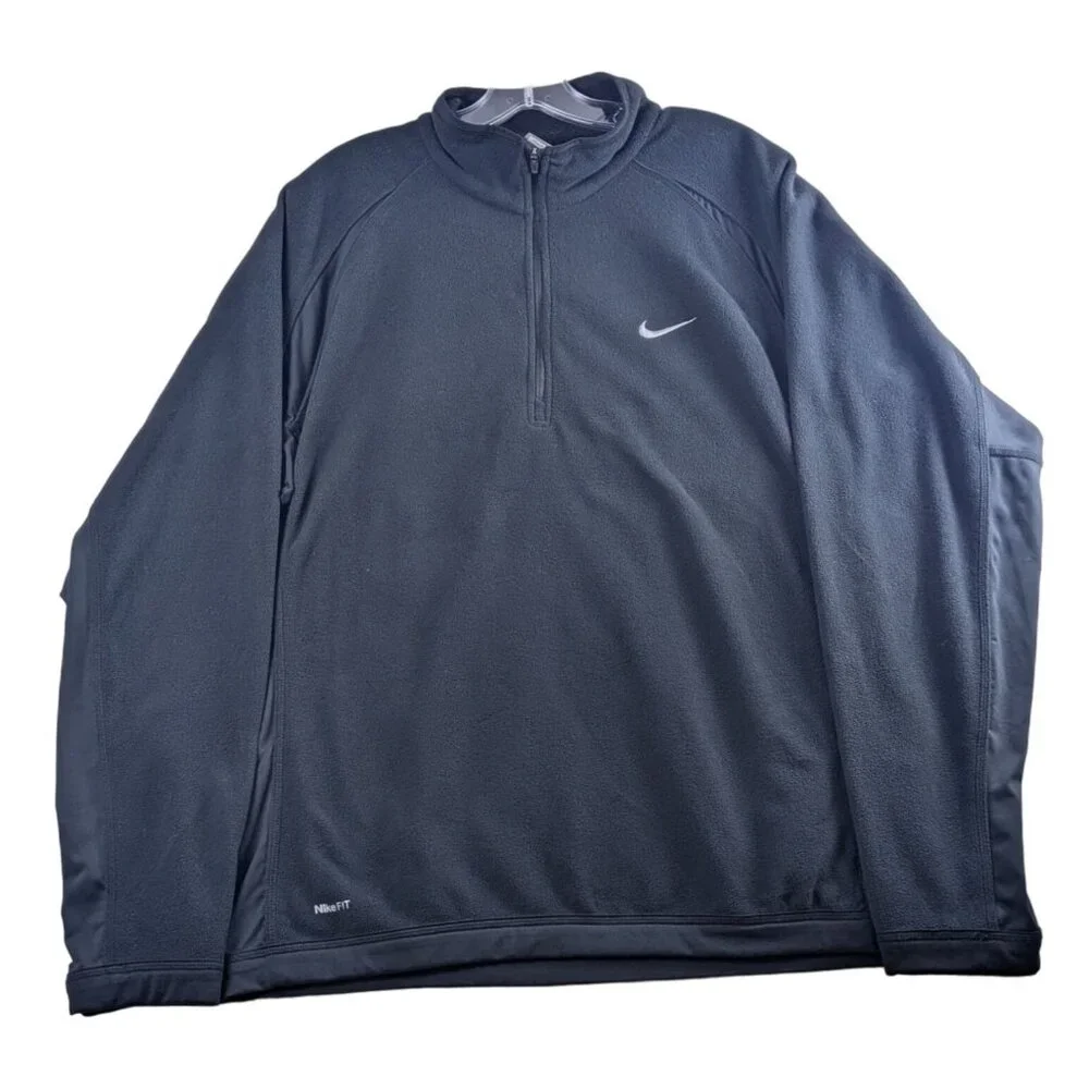 Nike Fit Therma 1/4 Zip Fleece Pullover‎ Sweatshirt Mens Large Black Long Sleeve